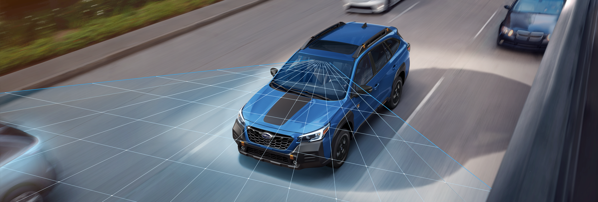 A photo illustration of the EyeSight Driver Assist Technology on the 2023 Outback Wilderness. | Dean Team Subaru in Ballwin MO
